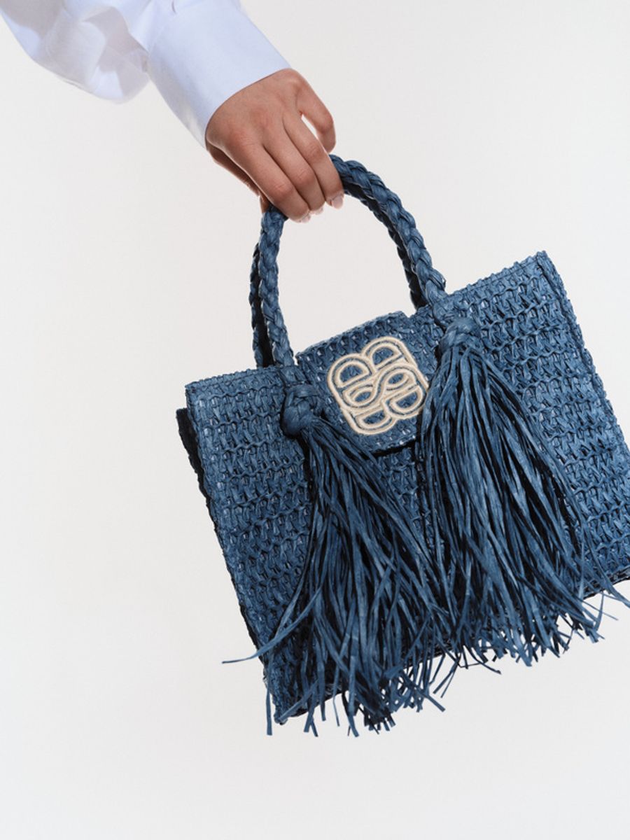 Ella and il Sigrid Straw Bag Blue