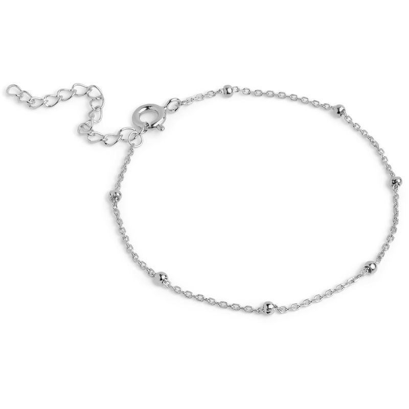 Enamel Bracelet Beaded Chain Silver 