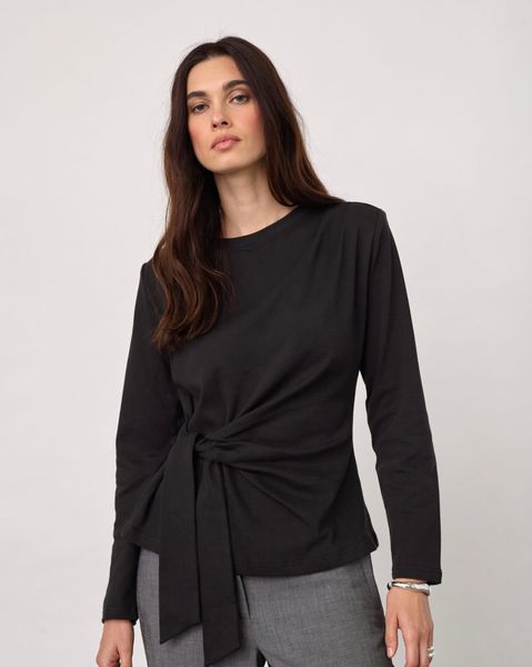 Hovedbilde Cocouture Oriane Pleat Tie Longsleeve Tee Black