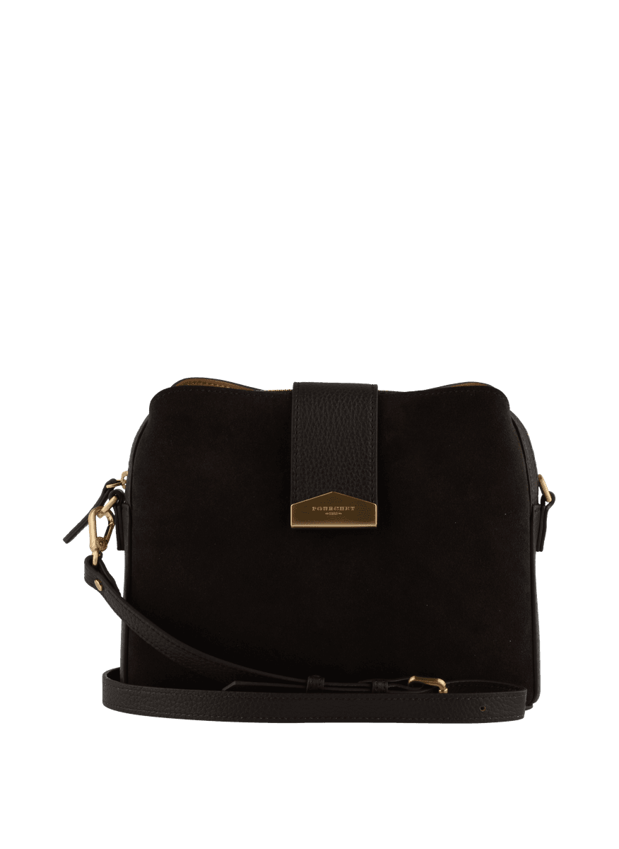Pourchet Paris Cavalcade Suede Crossbody Medium Marron
