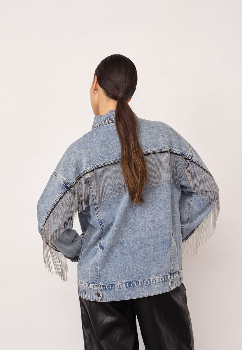 Cocouture Denice Denim Fringe Jacket Bleach Denim