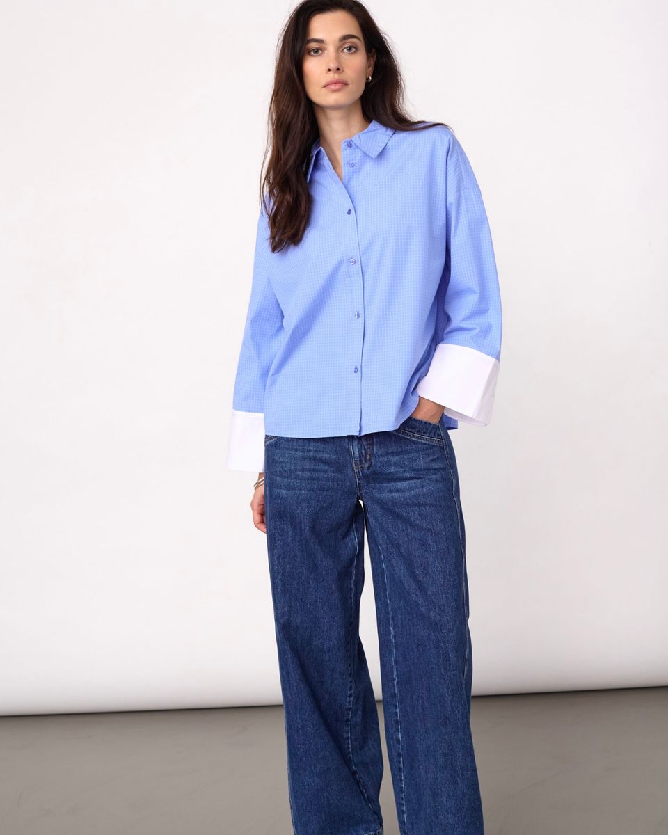 Cocouture Elona Check Cuff Shirt Pale Blue 