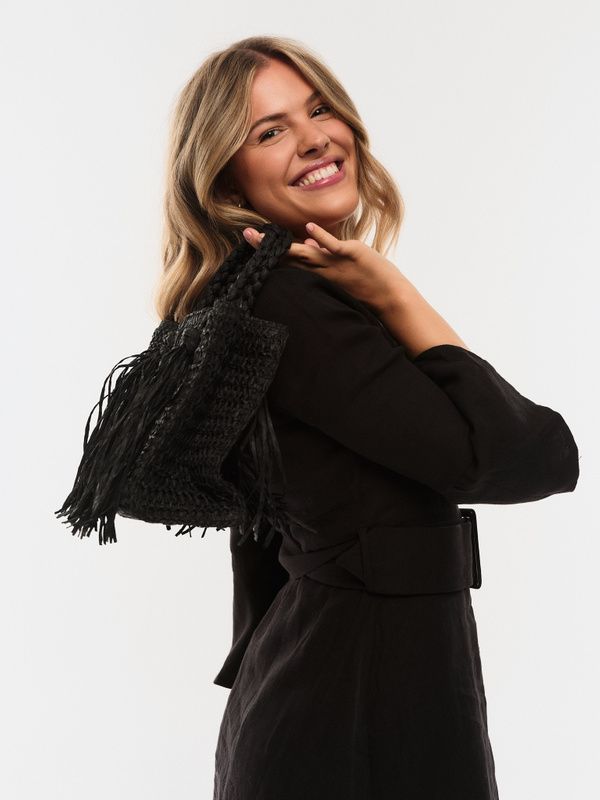 Ella and il Sigrid Straw Bag Black 