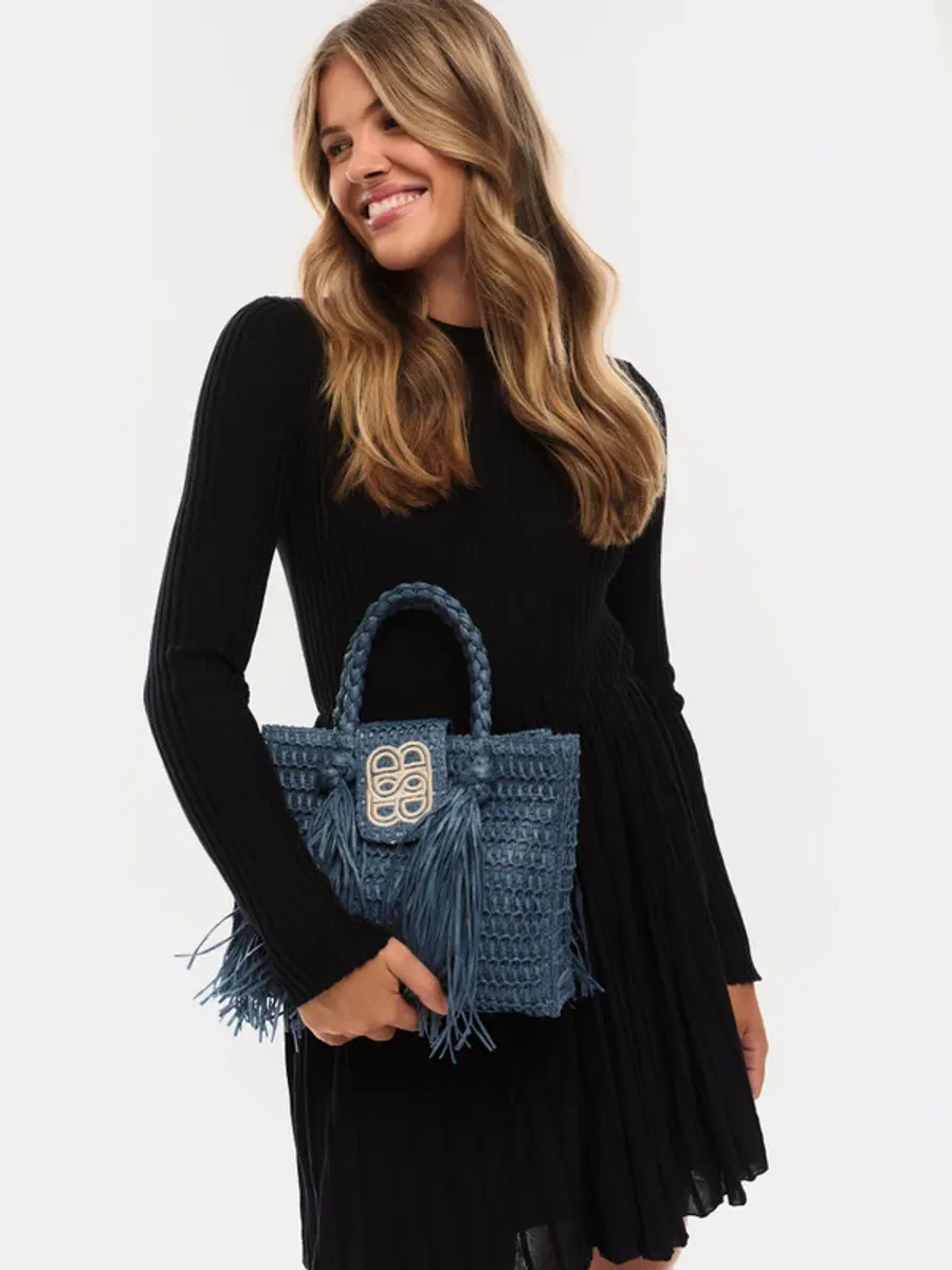 Ella and il Sigrid Straw Bag Blue