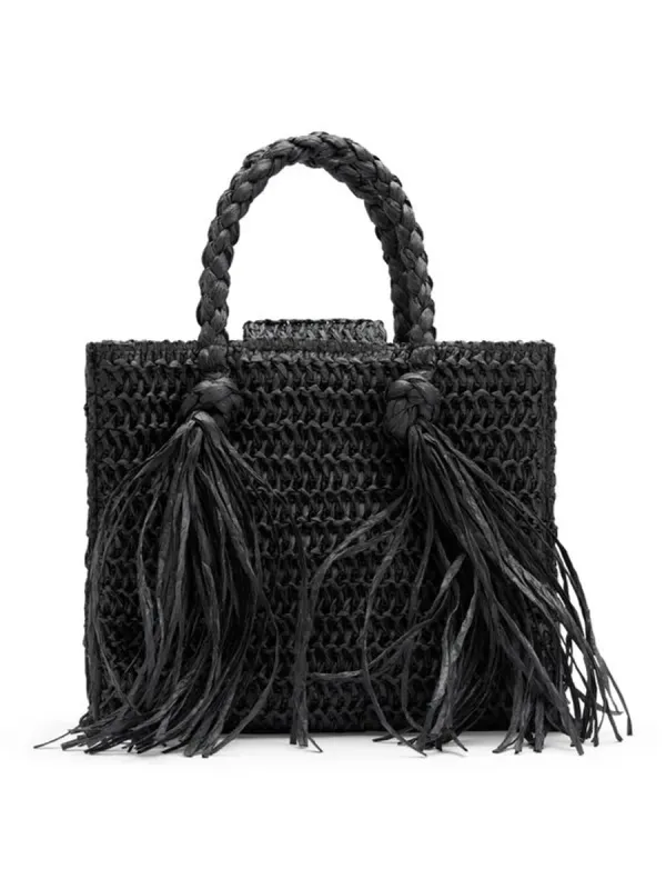 Ella and il Sigrid Straw Bag Black 