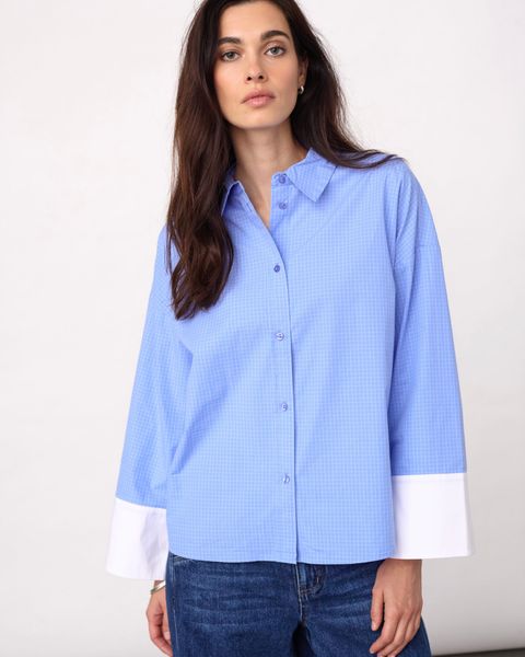 Hovedbilde Cocouture Elona Check Cuff Shirt Pale Blue 