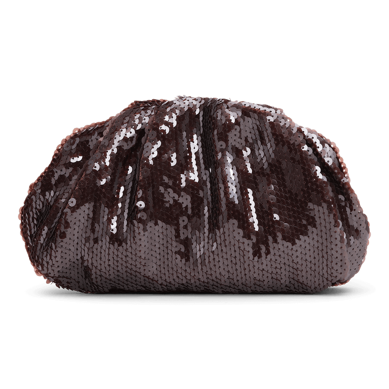 SUI AVA Sequin Clutch Bag Dark Brown