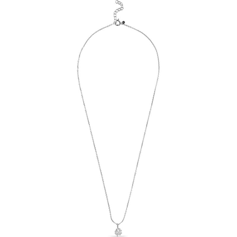 Enamel Necklace Four Leaf Clover Silver