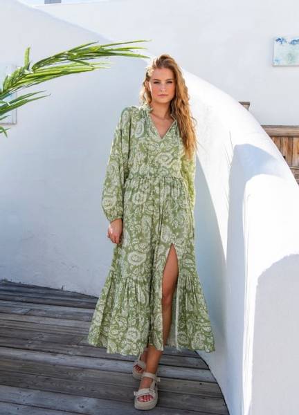 Bilde av MISSMAYA Vanessa Dress Green Paisley 