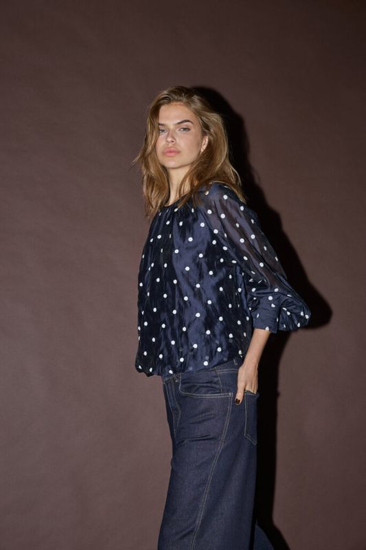 Cocouture Dita Dot Ballon Blouse Navy