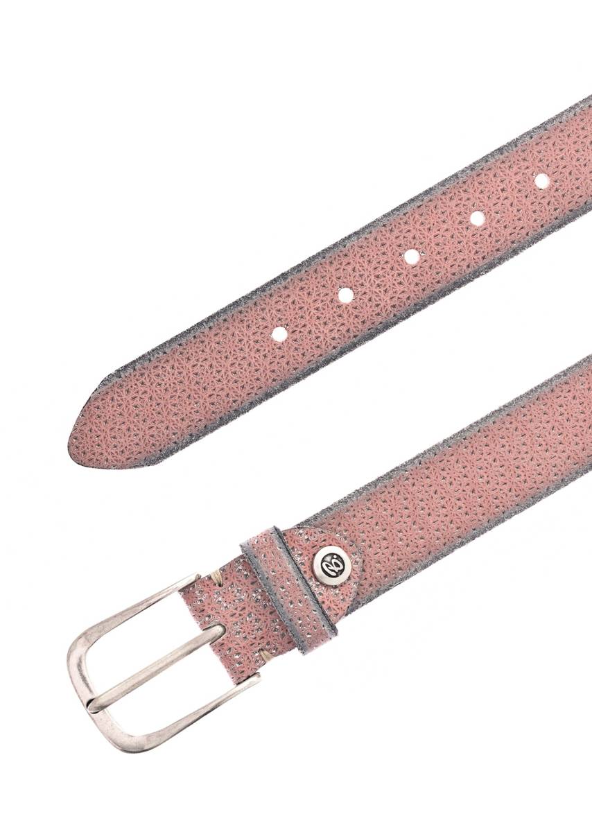 B-Belt Lærbelte Nectarine Silver Metallic