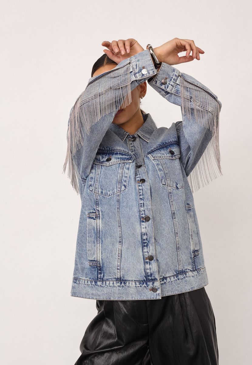 Cocouture Denice Denim Fringe Jacket Bleach Denim