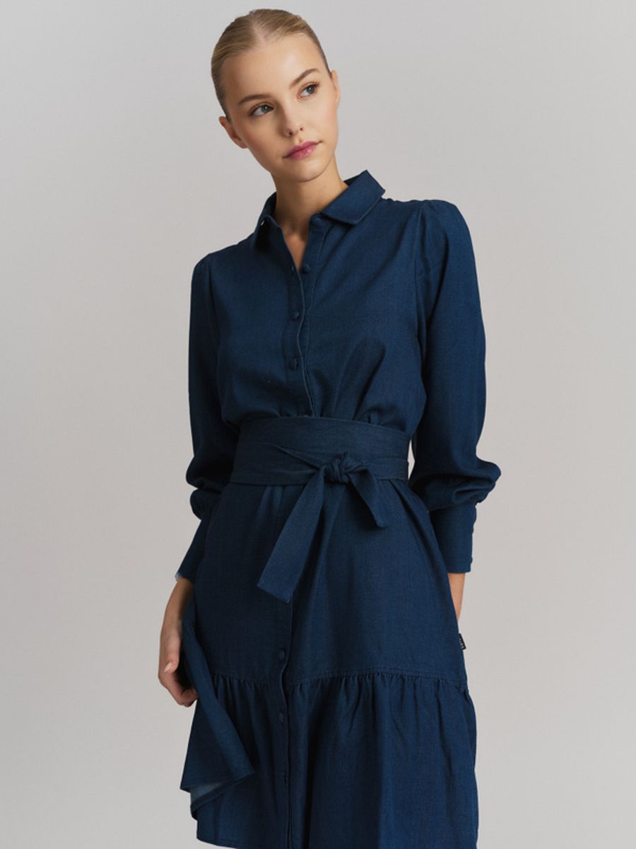 Ella and il Silja Tencel Dress Dark Blue