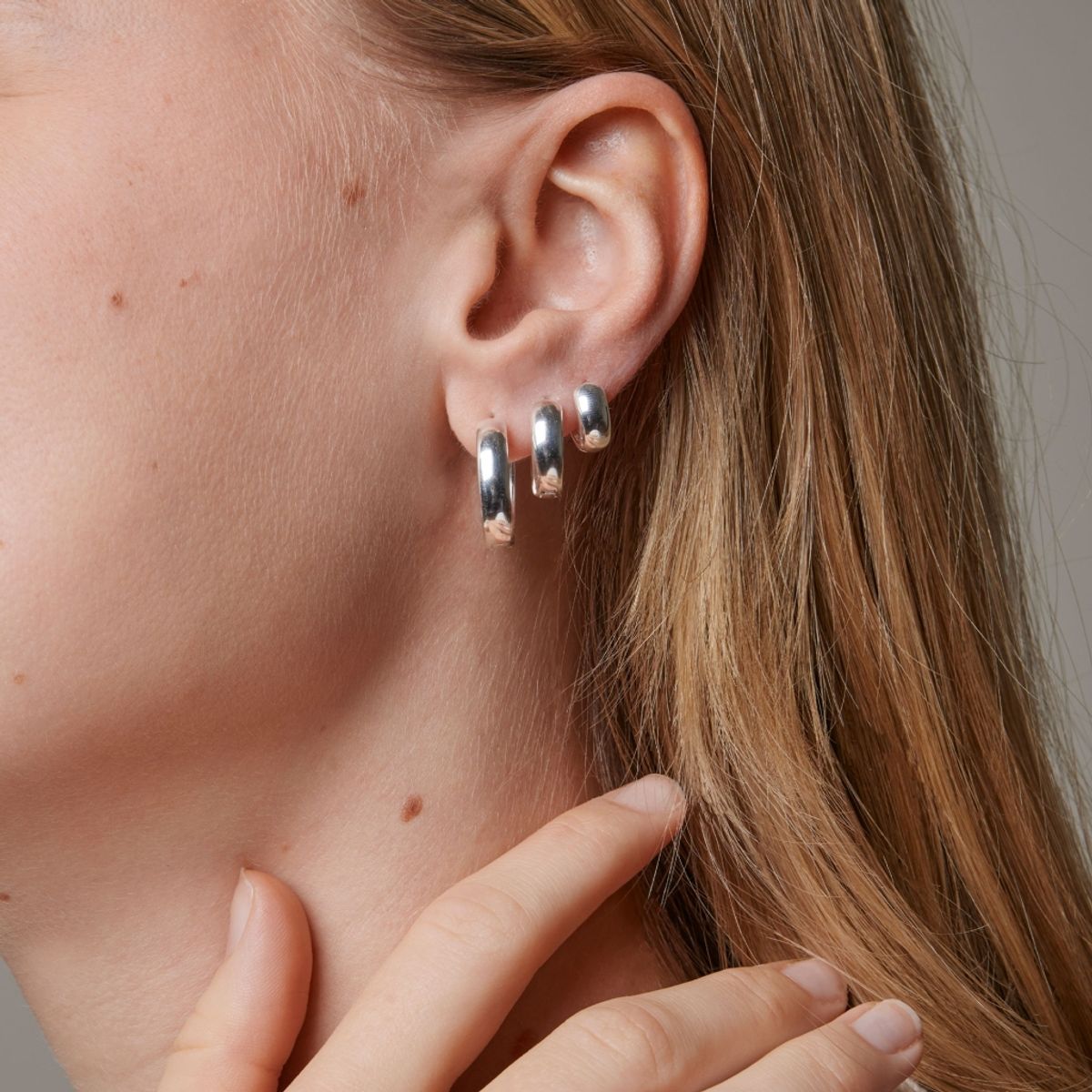 Enamel Hoops Classic Wide Silver 20 mm