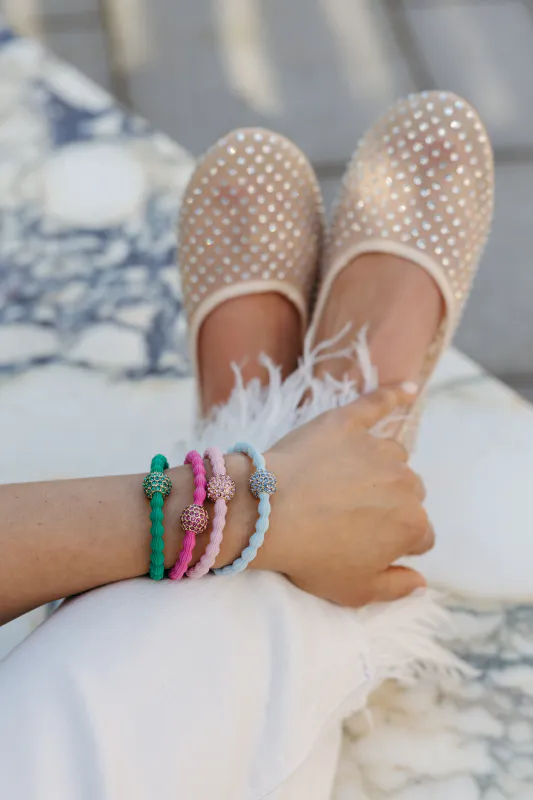 By Eloise Hårstrikk/Armbånd Disco Ball Emerald Green