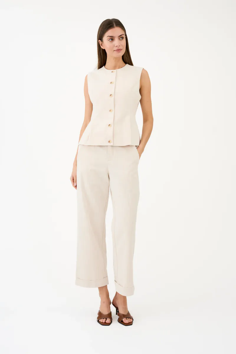 Pieszak Aika Peplum Top Solaris Sand Melange