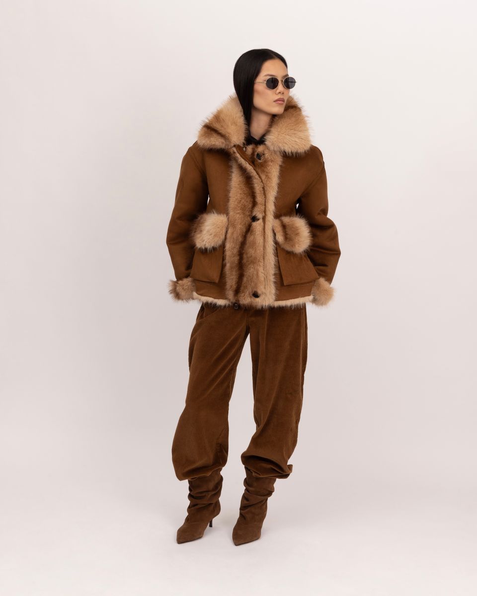 Urbancode Faux Fur Reversible Jacket Tan Multi