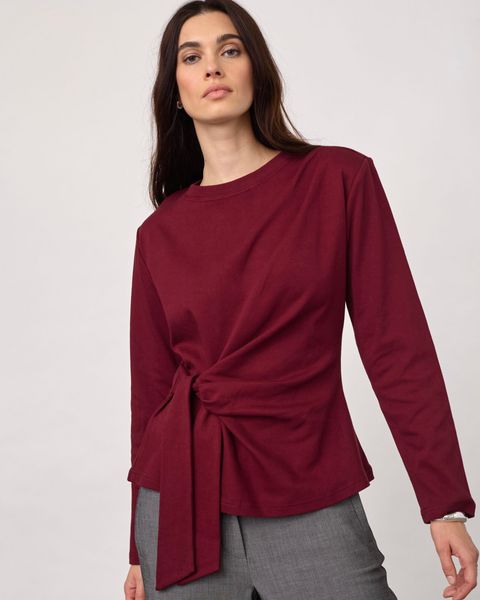 Hovedbilde Cocouture Oriane Pleat Tie Longsleeve Tee Wine ...