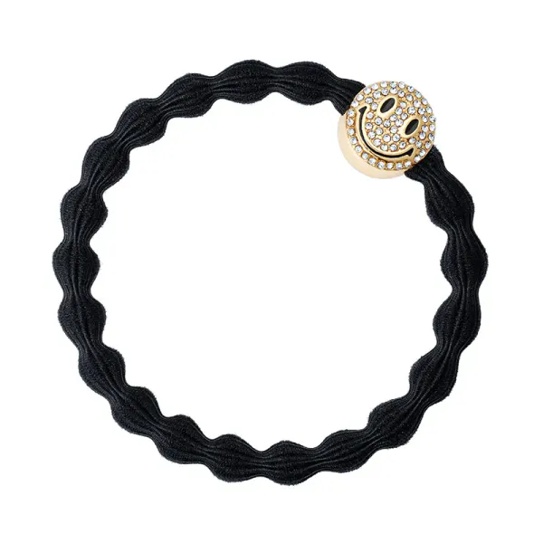 Hovedbilde By Eloise Hårstrikk/Armbånd Gold Smiley Black 