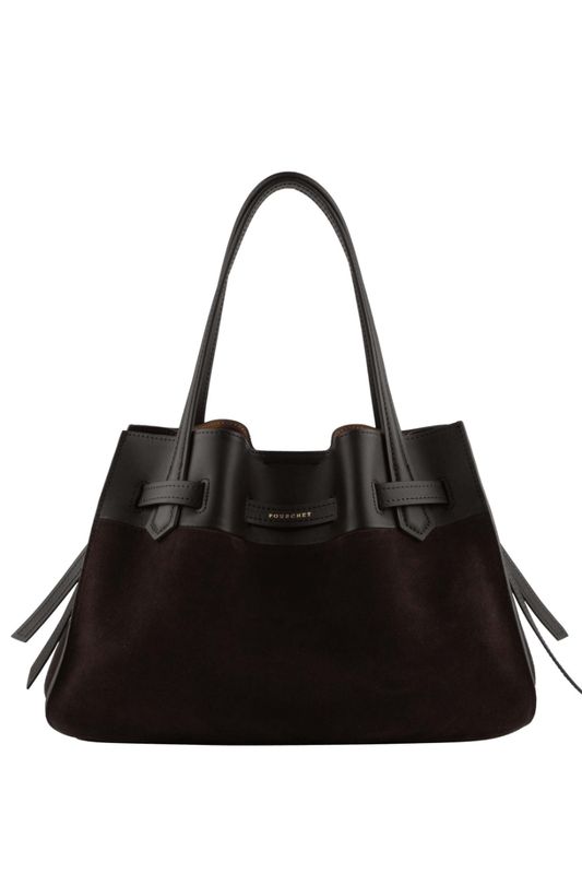 Pourchet Paris Blossom Suede Leather Large Marron