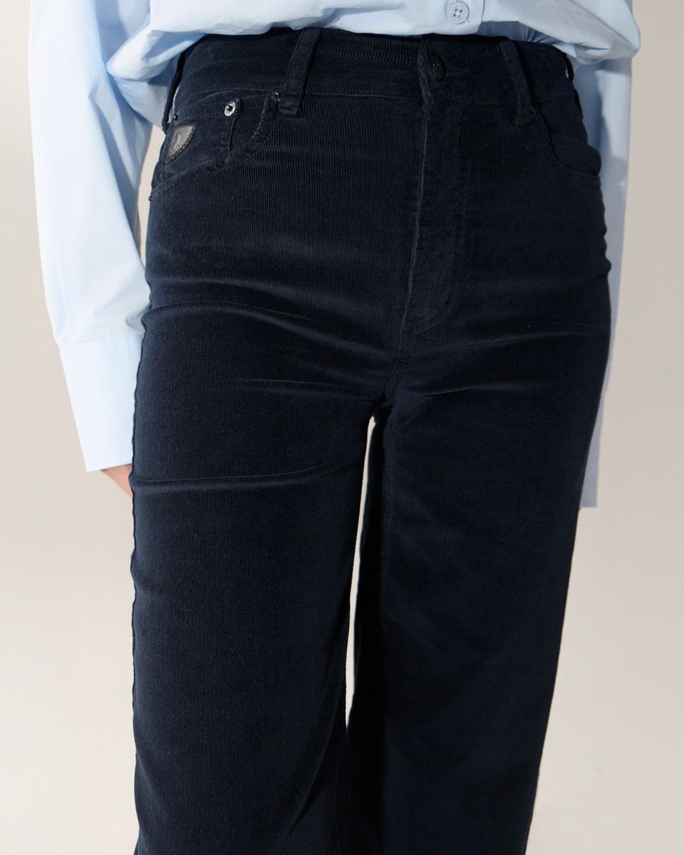 Lois Palazzo Mistral Micro Cord Shiny Navy