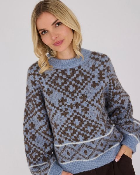 Hovedbilde A-view Luxana Knit Pullover Brown Blue