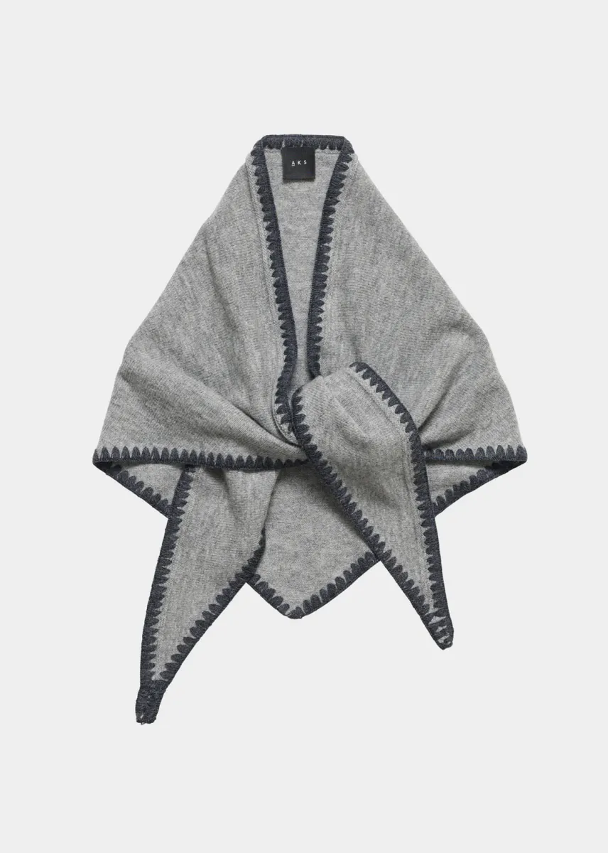 Christian Aks Mina Stitched Merino Scarf Light Grey Melange