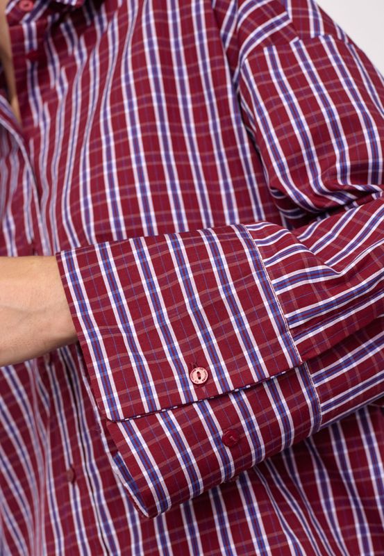 Cocouture Renee Check Cuff Shirt Berry Red