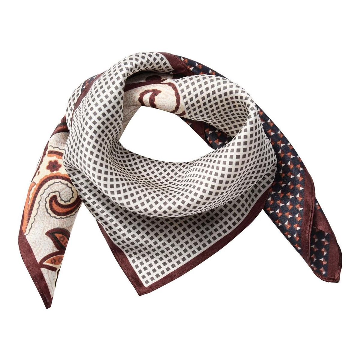 Cocouture Shila Silk Block Scarf Off White Brown 